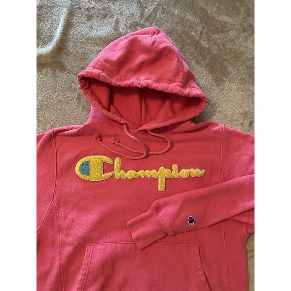 Champion Hoodie Womens Small Pink Reverse Weave‎ Spell Out Streetwear Athleisure - Picture 1 of 10